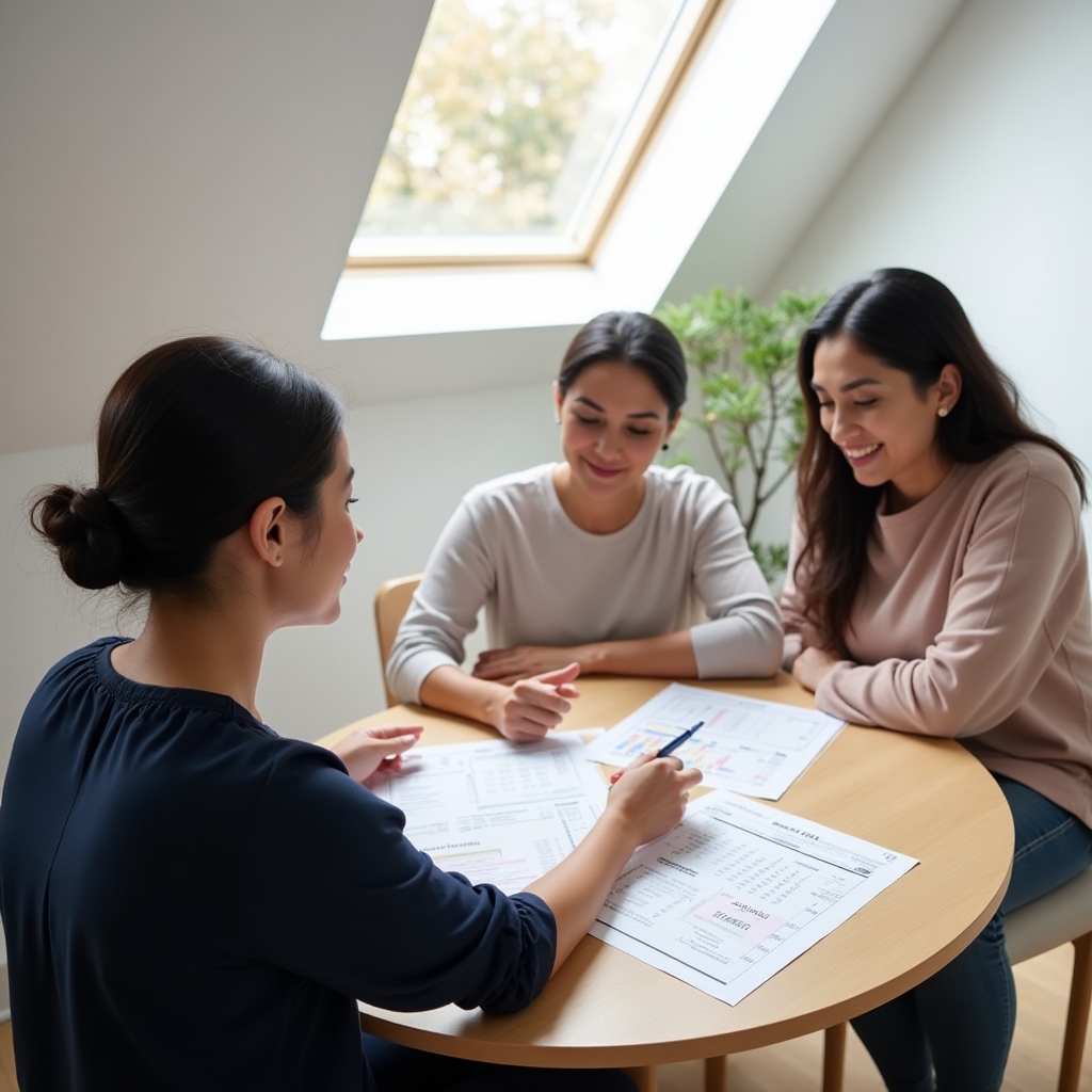 Group of Mexican women studying household finances together
